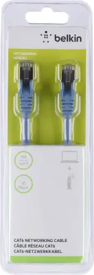 Belkin A3L793BT05MBLHS RJ45 omrežni kabel\, Patch kabel CAT 5e S/FTP 5.00 m modra z zaščitnim zapornim zatičem 1 kos