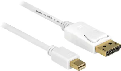 Delock Mini-DisplayPort/DisplayPort adapterski kabel mini DisplayPort vtič, DisplayPort vtič 5.00 m bela 83484 pozlačeni konektorji DisplayPort kabel
