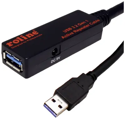 Roline USB kabel USB 3.2 gen. 1 (USB 3.0) USB-A vtič\, USB-A vtičnica 15.00 m črna  12.04.1071