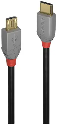 LINDY USB kabel USB 2.0 USB-C® vtič\, USB-mikro-B vtič 0.50 m črna\, siva  36890