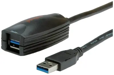 Roline USB kabel USB 3.2 gen. 1 (USB 3.0) USB-A vtič\, USB-A vtičnica 5.00 m črna  12.04.1096