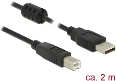 Delock USB kabel USB 2.0 USB-A vtič\, USB-B vtič 2.00 m črna s feritnim jedrom 84897