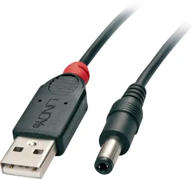 LINDY USB napajalni kabel USB 2.0 USB-A vtič\, DC vtič 5\,5 mm 1.50 m črna  70268