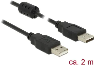 Delock USB kabel USB 2.0 USB-A vtič\, USB-A vtič 2.00 m črna s feritnim jedrom 84891