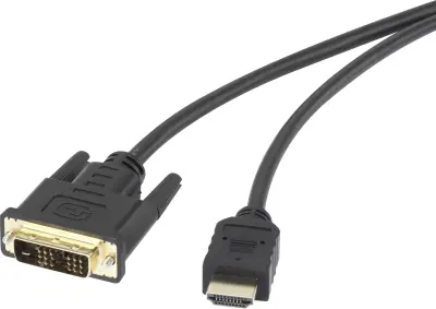 HDMI / DVI priključni kabel [1x VDMI-vtič - 1x DVI-vtič 18+1 polni] 5 m črne barve renkforce
