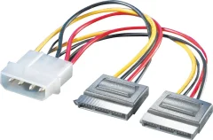 Roline trdi disk priključni kabel [1x 4-polni moški konektor Molex - 2x električni ženski konektor SATA] 0.12 m
