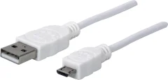 Manhattan USB kabel USB 2.0 USB-A vtič\, USB-mikro-B vtič 1.80 m bela UL-certificirano 324069