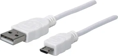 Manhattan USB kabel USB 2.0 USB-A vtič\, USB-mikro-B vtič 1.80 m bela UL-certificirano 324069