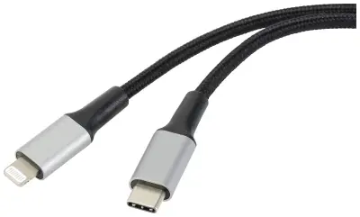 Renkforce USB-C, Apple Lightning kabel [1x moški konektor USB 2.0 tipa C - 1x moški konektor Apple dock lightning] 2 m kabelski plašč iz recikliranega
