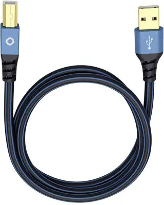 USB 2.0  [1x moški konektor USB 2.0 tipa A - 1x moški konektor USB 2.0 tipa B] 1.00 m modra pozlačeni konektorji Oehlbach USB Plus B