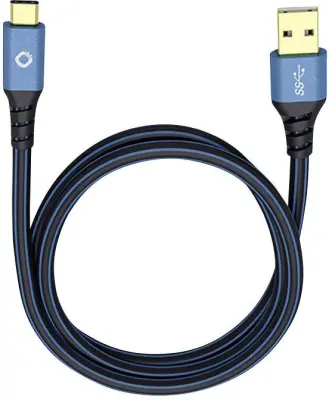 USB 3.0  [1x USB 3.2 gen. 1 vtič A (USB 3.0) - 1x moški konektor USB-C®] 3.00 m modra pozlačeni konektorji Oehlbach USB Plus C3