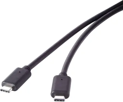 renkforce USB 3.2 Gen 2x2 povezovalni kabel USB-C ™ / USB-C ™ črn1.50 m Gene 2priključni kabel  1.50 m črna pozlačeni konektorji Renkforce