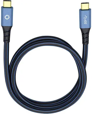USB 3.0  [1x moški konektor USB-C® - 1x moški konektor USB-C®] 0.50 m modra pozlačeni konektorji Oehlbach USB Plus CC