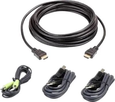 ATEN KVM kabel [1x moški konektor HDMI, moški konektor USB 2.0 tipa A, 3,5mm banana moški konektor - 1x moški konektor HDMI, 3,5mm banana moški konekt