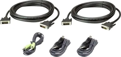ATEN KVM kabel [1x moški konektor DVI-D, moški konektor USB 2.0 tipa A, 3,5mm banana moški konektor - 1x moški konektor DVI-D, ženski konektor USB 2.0