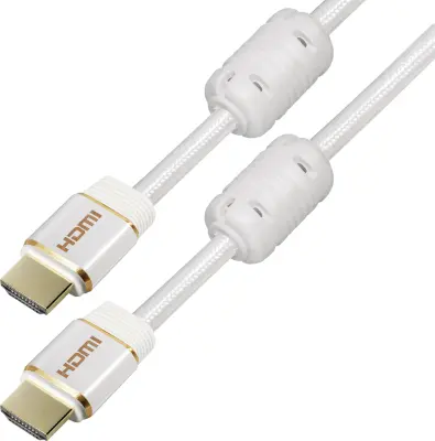 Maxtrack HDMI kabel HDMI-A vtič, HDMI-A vtič 1.5 m bela C 216-1,5 L 4K UHD, zaščiten, avdio povratni kanal, pozlačeni konektorji, s feritnim jedrom HD
