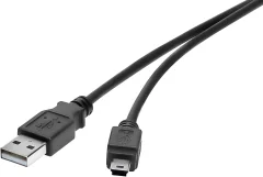 Renkforce USB 2.0  [1x moški konektor USB 2.0 tipa A - 1x moški konektor USB 2.0 tipa mini B] 0.15 m črna pozlačeni konektorji Renkforce USB kabel USB 2.0 USB-A vtič\, USB-mini-B vtič 0.15 m