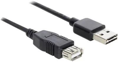 Delock USB 2.0 kabel [1x moški konektor USB 2.0 tipa A - 1x ženski konektor USB 2.0 tipa A] 5 m črna primeren za obojestranski priključek , pozlačeni