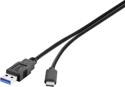 Renkforce USB 3.1 (gen. 2) [1x USB 3.2 gen. 2 vtiča A (USB 3.1) - 1x moški konektor USB-C] 0.15 m črna pozlačeni konektorji Renkforce USB kabel USB 3.