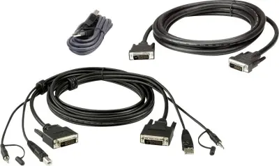 ATEN KVM kabel [1x moški konektor DVI-D, moški konektor USB 2.0 tipa A, 3,5mm banana moški konektor - 1x moški konektor DVI-D, ženski konektor USB 2.0