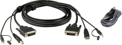 ATEN KVM kabel [1x moški konektor DVI-D, moški konektor USB 2.0 tipa A, 3,5mm banana moški konektor - 1x moški konektor DVI-D, ženski konektor USB 2.0