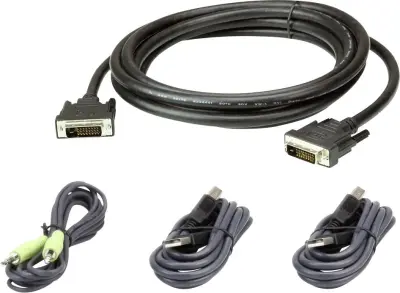 ATEN KVM kabel [1x moški konektor DVI-D, moški konektor USB 2.0 tipa A, 3,5mm banana moški konektor - 1x moški konektor DVI-D, ženski konektor USB 2.0