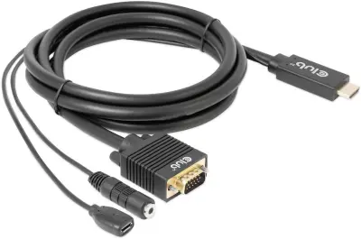 club3D HDMI/klinker/USB mikro-B/VGA adapterski kabel HDMI-A vtič, klinken 3.5mm vtičnica, USB-mikro-B vtičnica, VGA 15-polni vtič 2 m črna CAC-1712 z