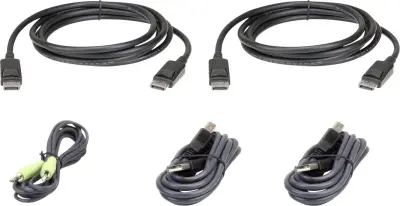 ATEN KVM kabel [1x moški konektor DisplayPort, moški konektor USB 2.0 tipa A, 3,5mm banana moški konektor - 1x ženski konektor USB 2.0 tipa b, 3,5mm b