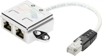 DIGITUS CAT5e, 2x 1: 1, adapter za priključni kabel, zaščitena 2x vtičnica RJ45 do 1x vtiča RJ45, dolžina 0,19 m Digitus RJ45 omrežni adapter CAT5, CA