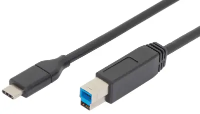Digitus USB kabel USB 3.2 gen. 1 (USB 3.0) USB-C® vtič\, USB-B vtič 1.80 m črna dvojno oklopljen AK-300149-018-S
