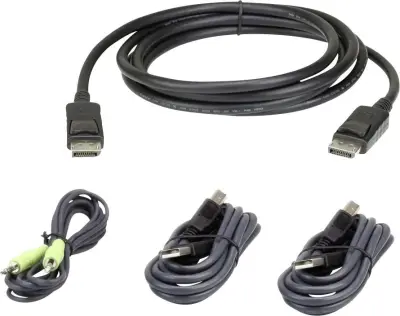 ATEN KVM kabel [1x moški konektor DisplayPort, moški konektor USB 2.0 tipa A, 3,5mm banana moški konektor - 1x ženski konektor USB 2.0 tipa b, 3,5mm b