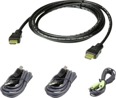 ATEN KVM kabel [1x moški konektor HDMI, moški konektor USB 2.0 tipa A, 3,5mm banana moški konektor - 1x moški konektor HDMI, 3,5mm banana moški konekt