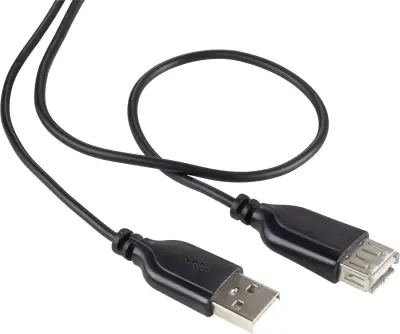 Renkforce USB 2.0 podaljšek [1x moški konektor USB 2.0 tipa A - 1x ženski konektor USB 2.0 tipa A] 1 m črna super mehki plašč Renkforce USB kabel USB