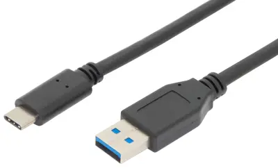 Digitus USB kabel USB 3.2 gen. 1 (USB 3.0) USB-C® vtič\, USB-A vtič 1.00 m črna dvojno oklopljen AK-300146-010-S