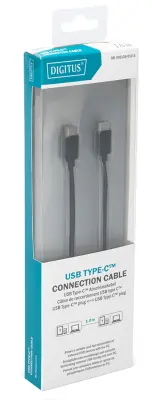 Digitus USB kabel USB 3.2 gen. 1 (USB 3.0) USB-C vtič, USB-C vtič 1 m črna okrogel, primeren za obojestranski priključek , dvojno oklopljen DB-300138-