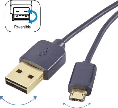 Renkforce USB kabel USB 2.0 USB-A vtič\, USB-mikro-B vtič 1.00 m črna primeren za obojestranski priključek \, pozlačeni konektorji RF-4139064