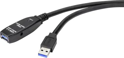 Renkforce USB kabel USB 3.2 gen. 1 (USB 3.0) USB-A vtič\, USB-A vtičnica 20.00 m črna aktivno z ojačitvijo signala RF-4598350