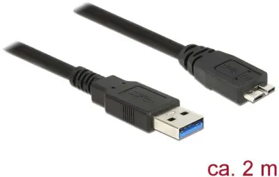 Delock USB kabel USB 3.2 gen. 1 (USB 3.0) USB-A vtič\, USB-mikro-B 3.0 vtič  2.00 m črna pozlačeni konektorji 85074