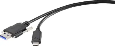 Renkforce USB kabel USB 3.2 gen. 1 (USB 3.0) USB-A vtič\, USB-C® vtič 1.00 m črna lahko se privije RF-3386040