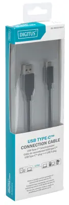 Digitus USB kabel USB 3.2 gen. 1 (USB 3.0) USB-C® vtič\, USB-A vtič 1.00 m črna okrogel\, dvojno oklopljen DB-300136-010-S