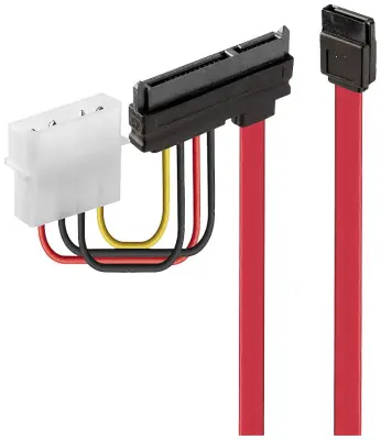 LINDY trdi disk kabel [2x 7-polni ženski konektor SATA, 4-polni električni moški konektor IDE - 1x kombiniran ženski konektor SATA, 15 + 7 polov] 0.3