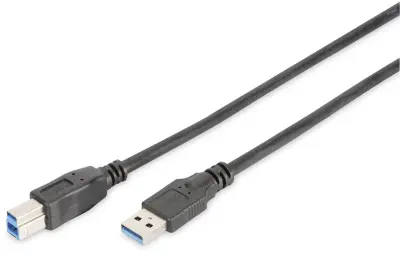 Digitus USB kabel USB 3.2 gen. 1 (USB 3.0) USB-A vtič\, USB-B vtič 1.80 m črna okrogel\, trojno oklopljen DB-300115-018-S