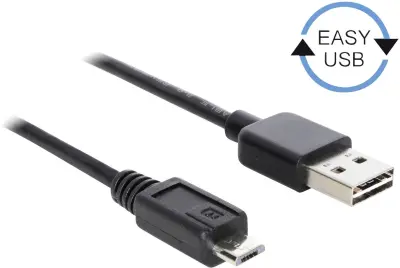 Delock USB 2.0 kabel [1x moški konektor USB 2.0 tipa A - 1x moški konektor USB 2.0 tipa micro B] 5 m črna primeren za obojestranski priključek , pozla
