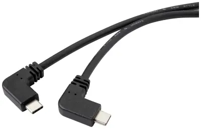 Renkforce USB kabel USB 3.2 gen. 2 (USB 3.1 gen. 2) USB-C® vtič\, USB-C® vtič 1.20 m črna 90° kotni levo RF-4633064