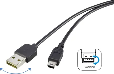 Renkforce USB kabel USB 2.0 USB-A vtič\, USB-mini-B vtič 1.80 m črna primeren za obojestranski priključek \, pozlačeni konektorji RF-4096107
