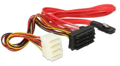 Priključni kabel za trdi disk [1x mini SAS vtič (SFF-8087) - 4x SATA-kombinirani vtič 7+15 pinski\, priključek za IDE za napajanje\, vtič 4 pinski]