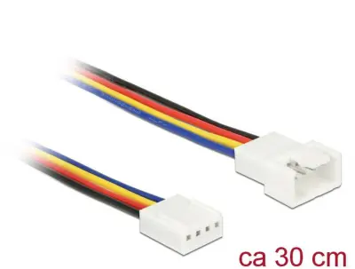 PC ventilator kabel [1x 4-polni moški konektor za računalniški ventilator - 1x 4-polni ženski konektor za računalniški ventilator] 0.3 m pisana Delock