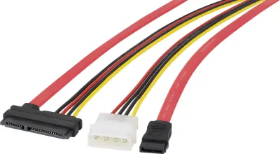 Priključni kabel za trdi disk [1x SATA-vtičnica 7 polni\, IDE-električni vtič 4 polni - 1x SATA-kombinirana vtičnica 7+15 polni]