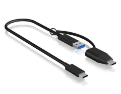 ICY BOX USB kabel USB 3.2 gen. 2 (USB 3.1 gen. 2) USB-C® vtič\, USB-A vtič 0.35 m črna  60836