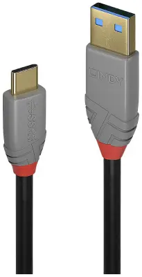 LINDY USB kabel USB 3.2 gen. 2 (USB 3.1 gen. 2) USB-C® vtič\, USB-A vtič 1.50 m črna\, siva  36912